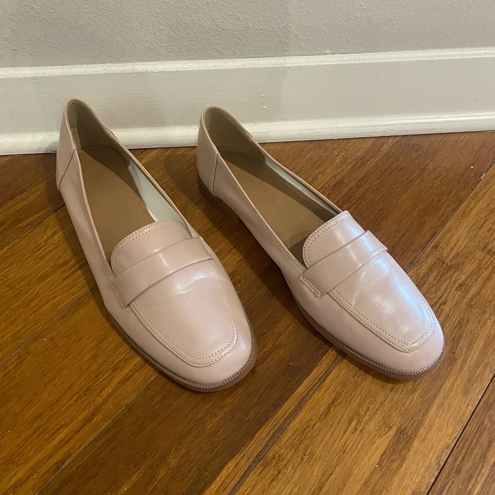 Light Pink Loafers - loafer flat shoes in blush